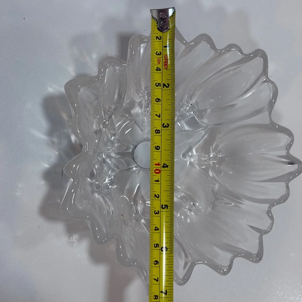 Walther Glas Tulip Bowl Frosted Clear Crystal West Germany Vtg Scalloped 6.5